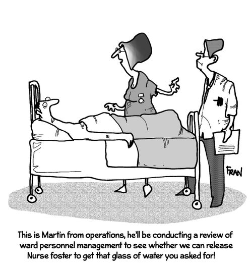 This is Martin from operations, he'll be conducting a review of ward personnel management . . ."