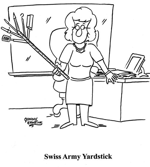 Teacher with Swiss Army Yardstick