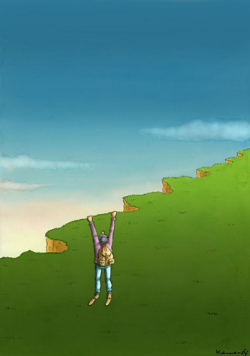 Tourist hanging off the wrong side of the cliff.
