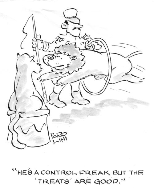 'He's a control freak but the treats are good.'