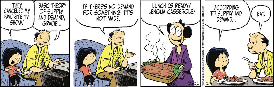 "Basic theory of supply and demand, Gracie...if there's no demand for something, it's not made."