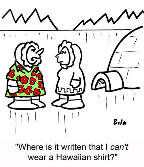 'Where is it written that I can't wear a Hawaiian shirt?'