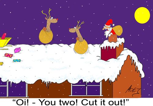 Reindeer sack race.