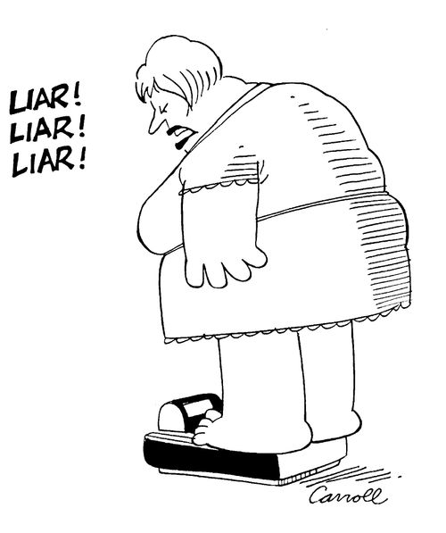 Woman accusing her scales of lying