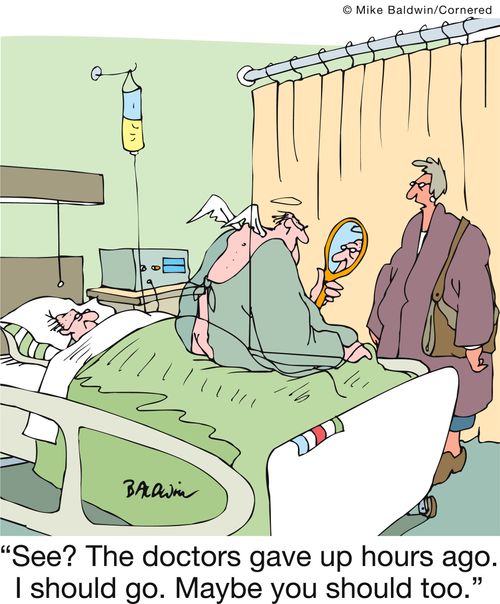 'See? The doctors gave up hours ago. I should go. Maybe you should too.'