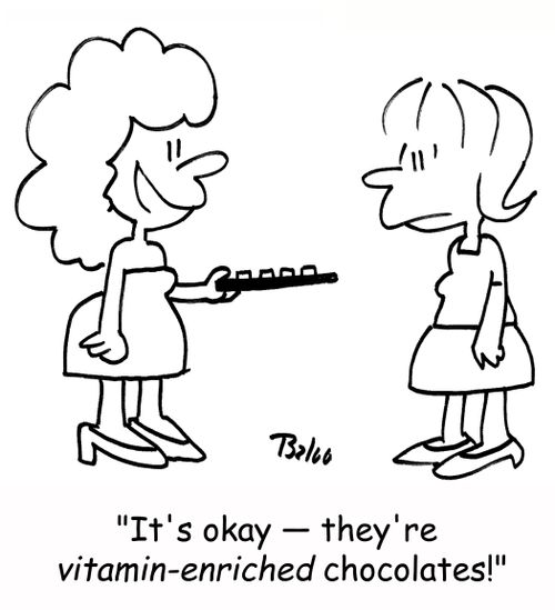 'It's okay - they're VITAMIN-ENRICHED chocolates!'