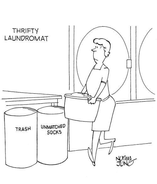 Laundromat has a bin for trash & one for unmatched socks