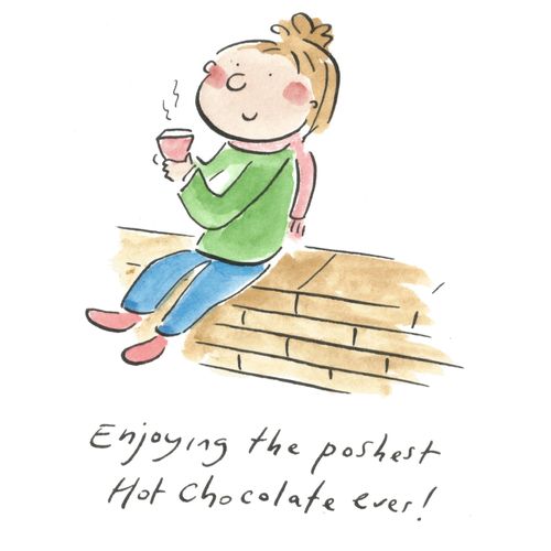 Enjoying the poshest hot chocolate ever!