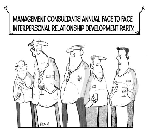 Management consultants annual face to face interpersonal relationship development party.