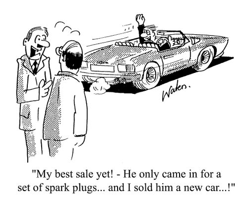 My best sale yet - He only came in for a new set of spark plugs.. and I sold him a new car.