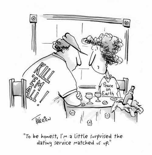 "To be honest, I'm a little surprised the dating service matched us up."