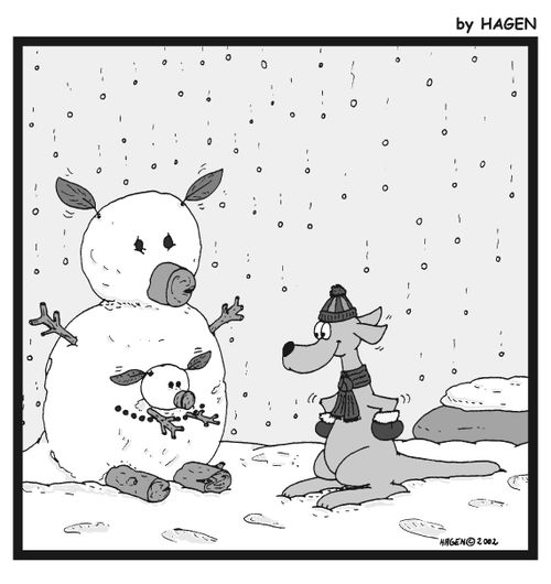 Kangaroo snowman.