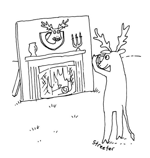 Fake trophy moose photo.