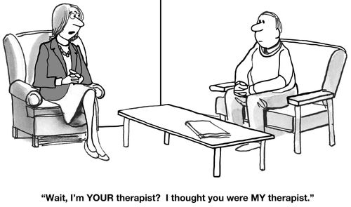 "Wait, I'm YOUR therapist? I thought you were MY therapist."
