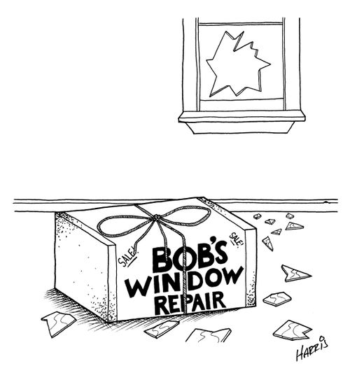 'Bob's Window Repair' brick.