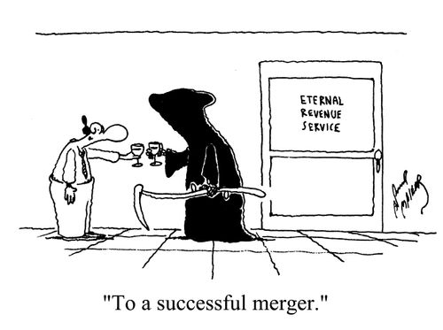 'To a successful merger.'