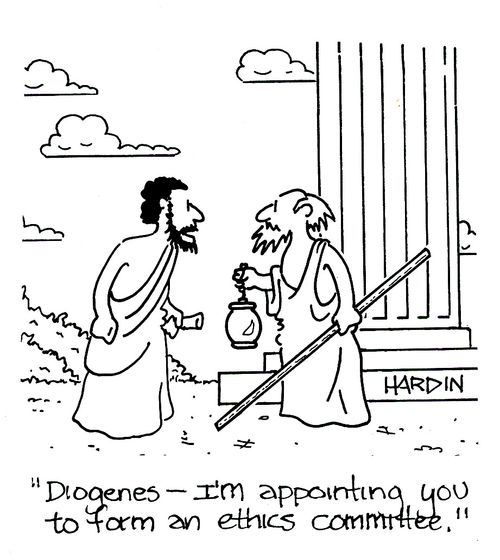 'Diogenes - I'm appointing you to form an ethics committee.'