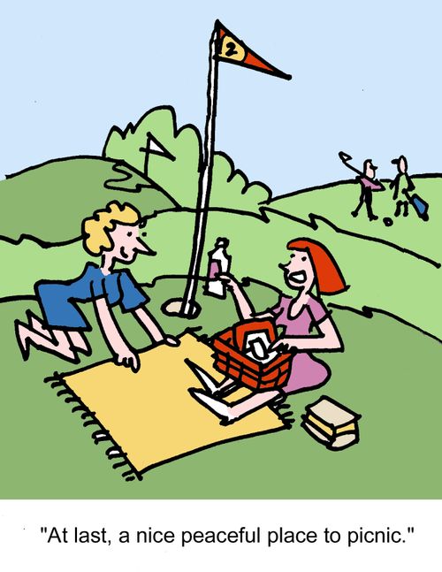 "At last, a nice peaceful place to picnic."