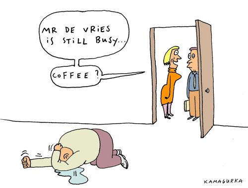 'Mr. De Vries is still busy... Coffee?'