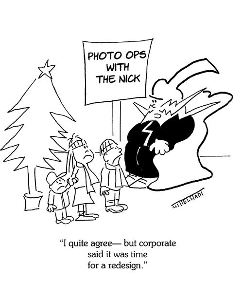 'I quite agree -- but corporate said it was time for a redesign.'