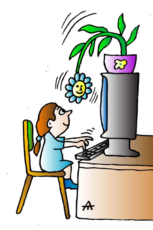 Girl and PC