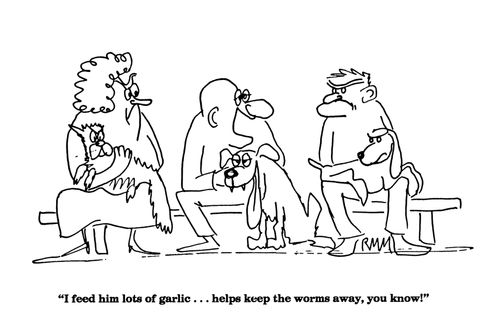 'I feed him lots of garlic...helps keep the worms away, you know!'