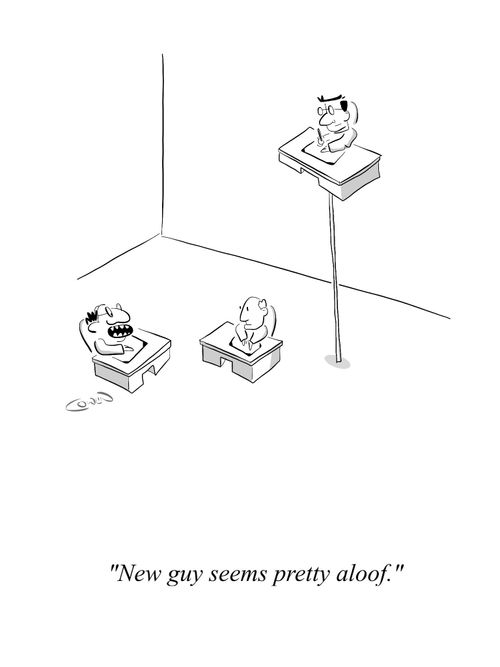 "New guy seems pretty aloof."