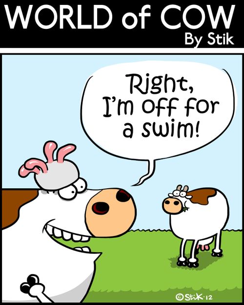 'Right, I'm off for a swim!'