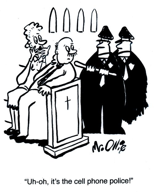 "Uh-oh, it's the cell phone police."