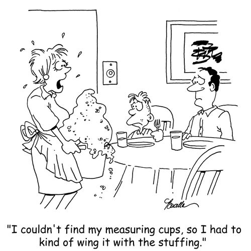 'I couldn't find my measuring cups, so I had to kind of wing it with the stuffing.'