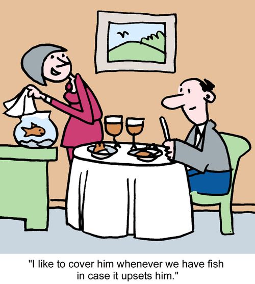 "I like to cover him whenever we have fish in case it upsets him."