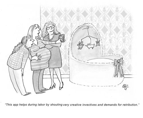 'This app helps during labor by shouting very creative incentives and demands for retribution.'