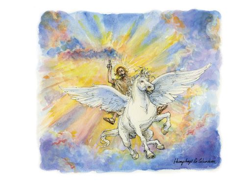 Jesus Riding A Pegasus.