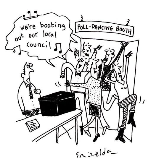 Poll-dancing booth.