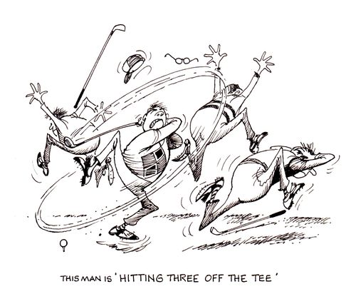 This man is 'Hitting Three of the Tee'.