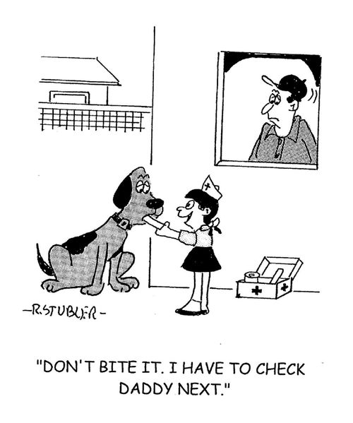 'Don't bite it.I have to check Daddy next.'