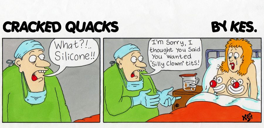 Cracked Quacks Strip: Cosmetic surgeon mix up.