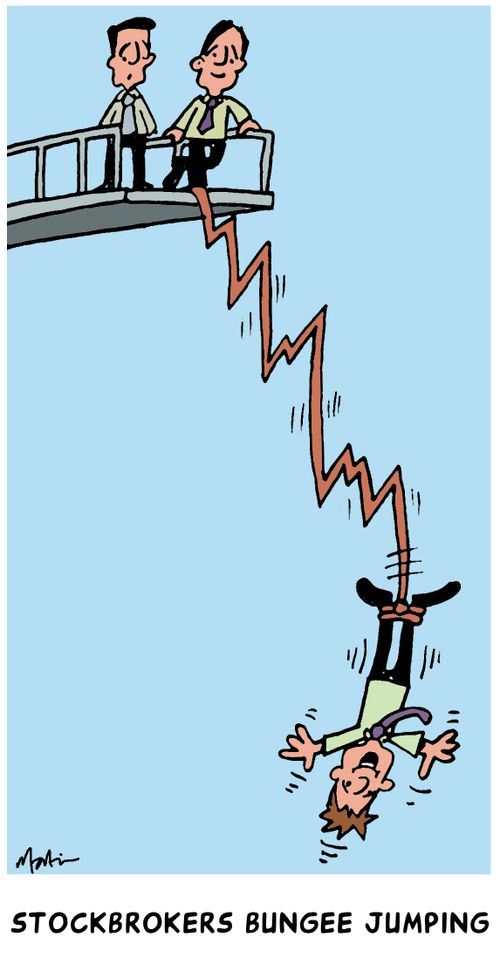 Stockbrokers bungee jumping.