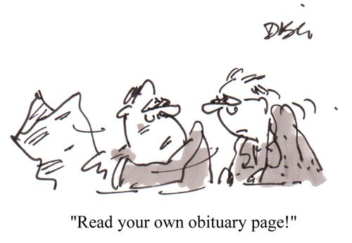 'Read your own obituary page!'