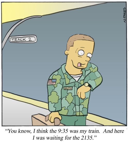 'You know, I think the 9:35 was my train. And here I was waiting for the 2135.'