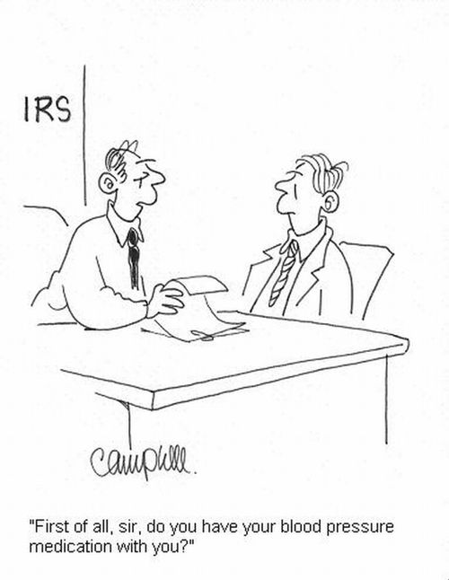 'First of all, sir, do you have your blood pressure medication with you?'