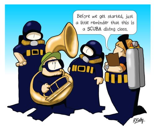 'Before we get started, just a little reminder that this is a SCUBA diving class.'
