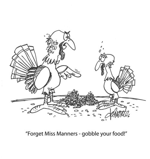 'Forget Miss Manners - gobble your food!'