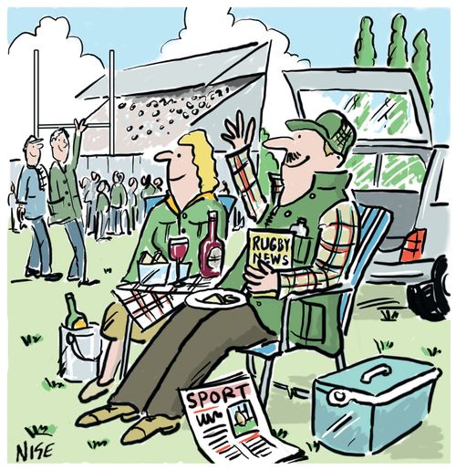 Enjoying a picnic at the rugby ground