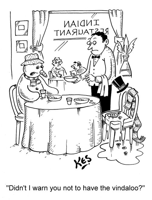 'Didn't I warn you not to have the vindaloo?'