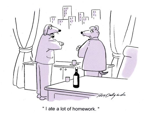 'I ate a lot of homework.'