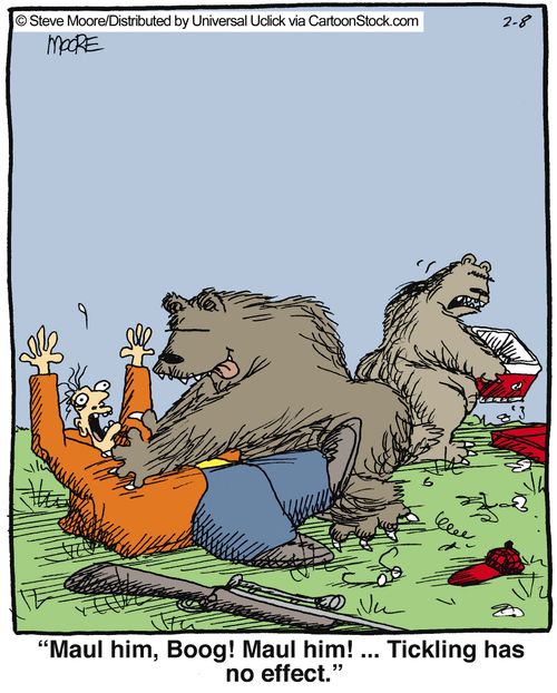 'Maul him, Boog! Maul him! ... Tickling has no effect.'