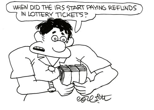 'When did the IRS start paying refunds in lottery tickets?'