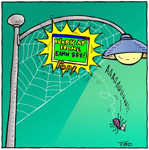 A spider encounters a popup ad on the web.