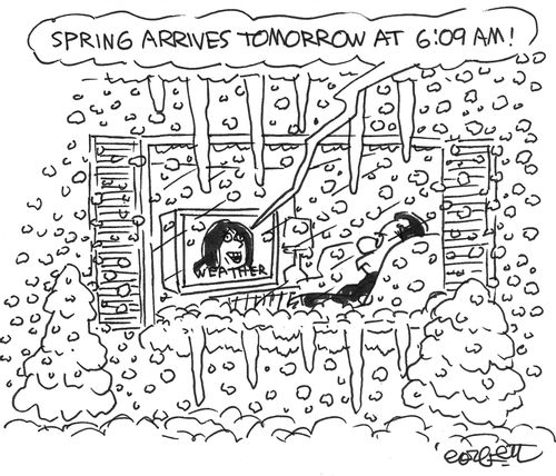 Spring arrives tomorrow at 6 am: snow storm outside.
